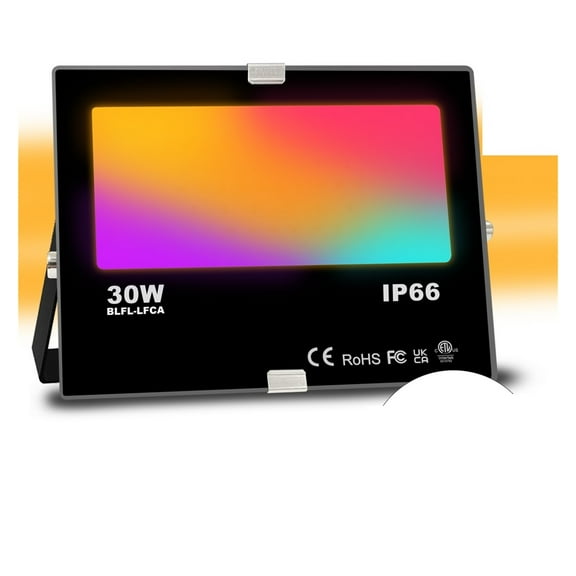RGB LED Floodlight 30W Outdoor Smart Flood Light IP66 Waterproof Color Changing Spotlight APP Group Control ,Power Saving