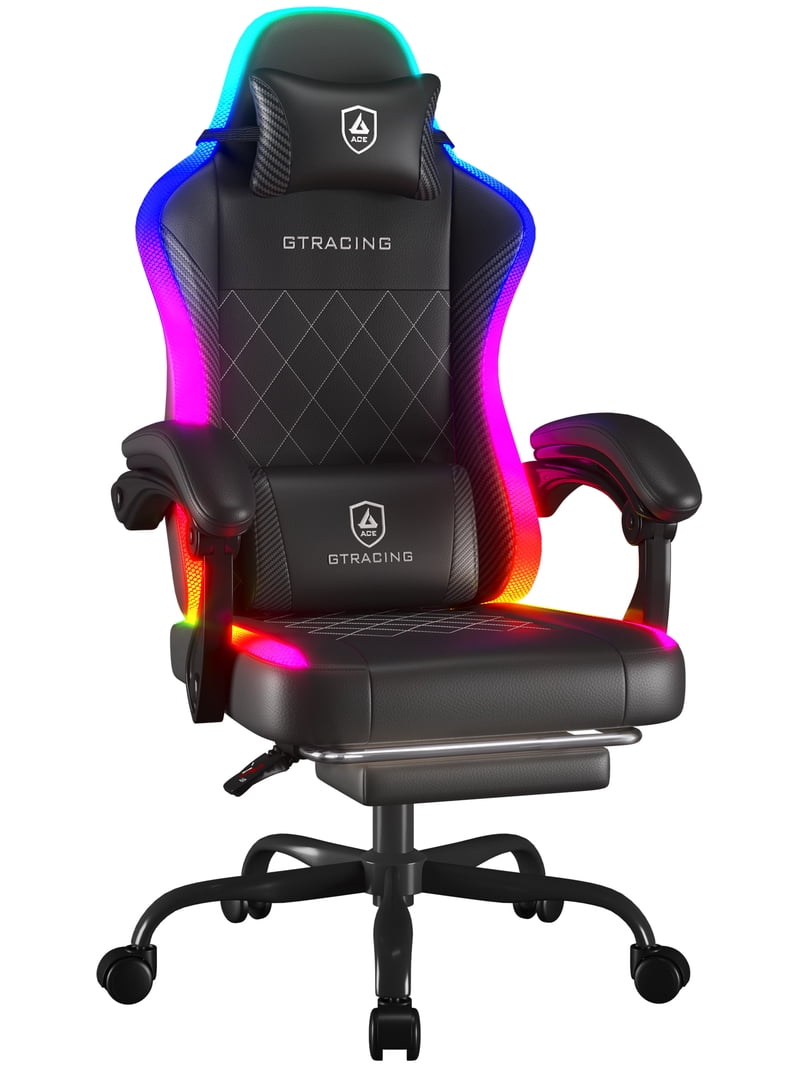 GTRACING, RGB Gaming Chair, Massage, Footrest, Black - Walmart.com