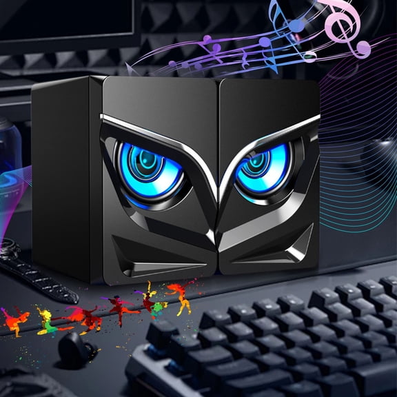 RGB LED Gaming Speakers 2.0, ZzCityTK USB Powered Computer Speakers with 3.5mm Aux Input, Compact Stereo Multimedia Speakers for PC Desktop Laptop Monitor