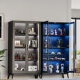 thumbnail image 1 of RGB LED Glass Display Cabinet, 4-Tier Storage with Glass Doors, Motion Sensor & USB Port, Decorative Storage Cabinet for Collectibles, Books in Living Room Corner, 1 of 9