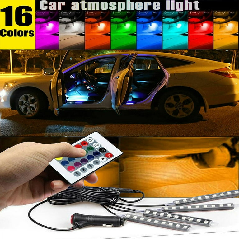 4X RGB Colored USB LED Glow Interior Car Kit Under Dash Foot Floor Seat  Light