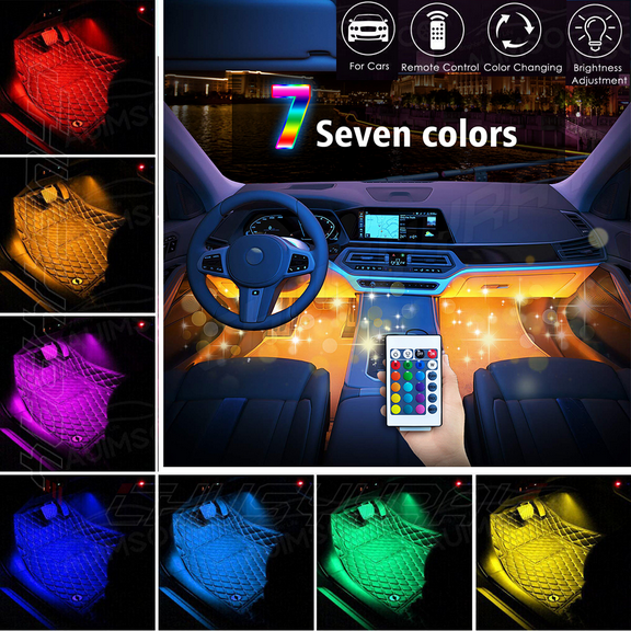 RGB LED Glow Car Interior Lamps Under Dash Footwell Seats Inside Lighting