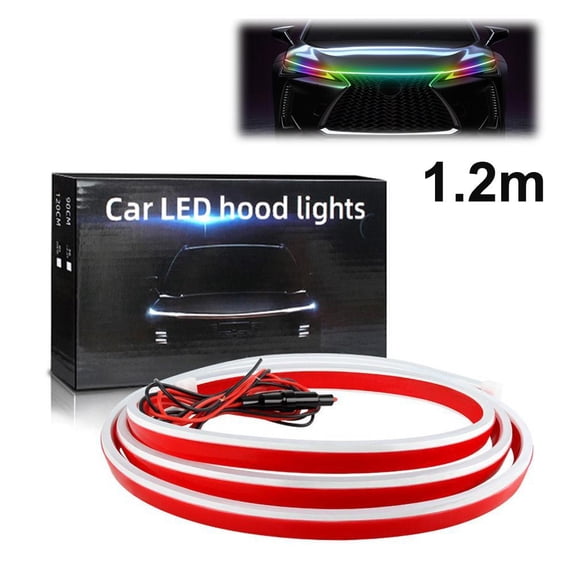 RGB LED Hood Light Strip for Car, Flexible Front Grille Decorative Light with 12V, Multiple Modes Including Flowing Turn Indicator, Daytime Running Light Decoration