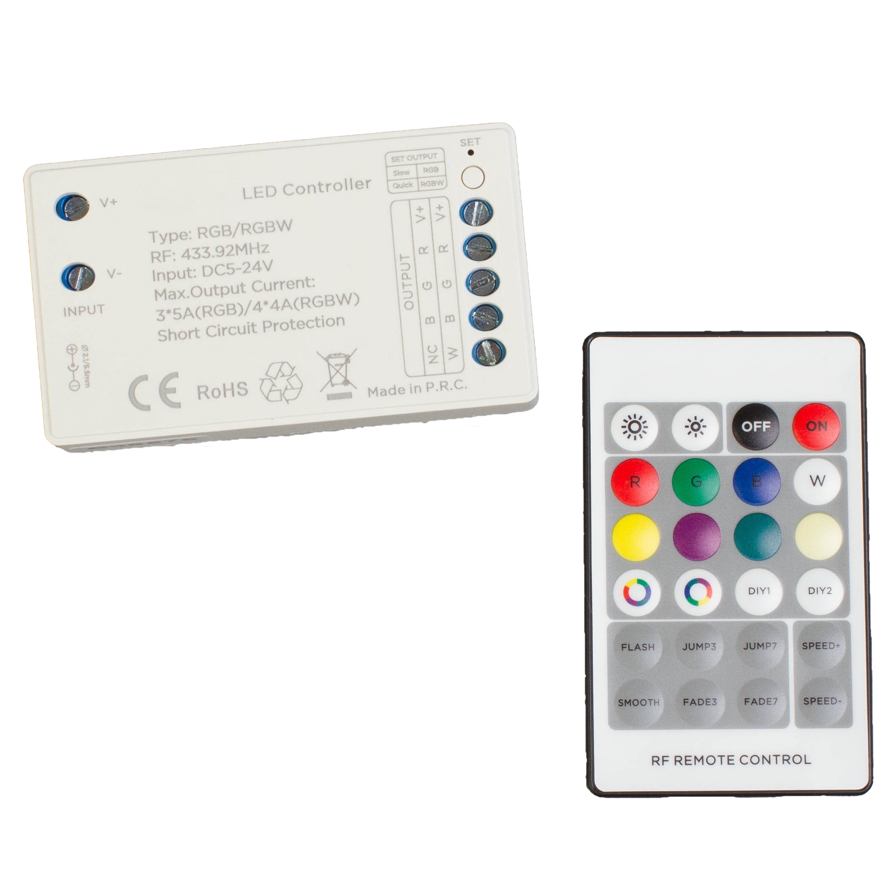 RGB LED LIGHT CONTROLLER, RGBW with remote control 4 channels x 4A ...