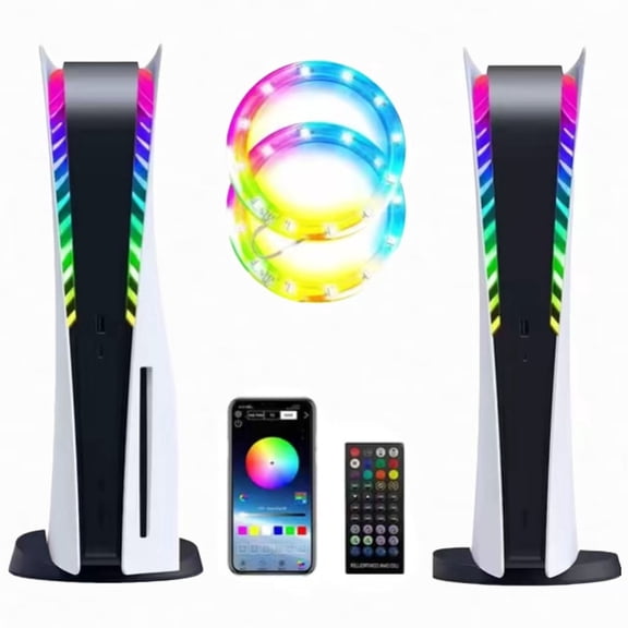 RGB LED Light Strip Compatible with PS5 PS5 Slim Console Bluetooth App Remote Control 400 Lighting Effects Music Sync Voice Control Decorative Light Accessories