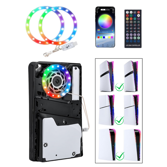 RGB LED Light Strip for PS5 Pro/Slim/Standard 8 Colors, 400+ Effects, DIY Console Decoration