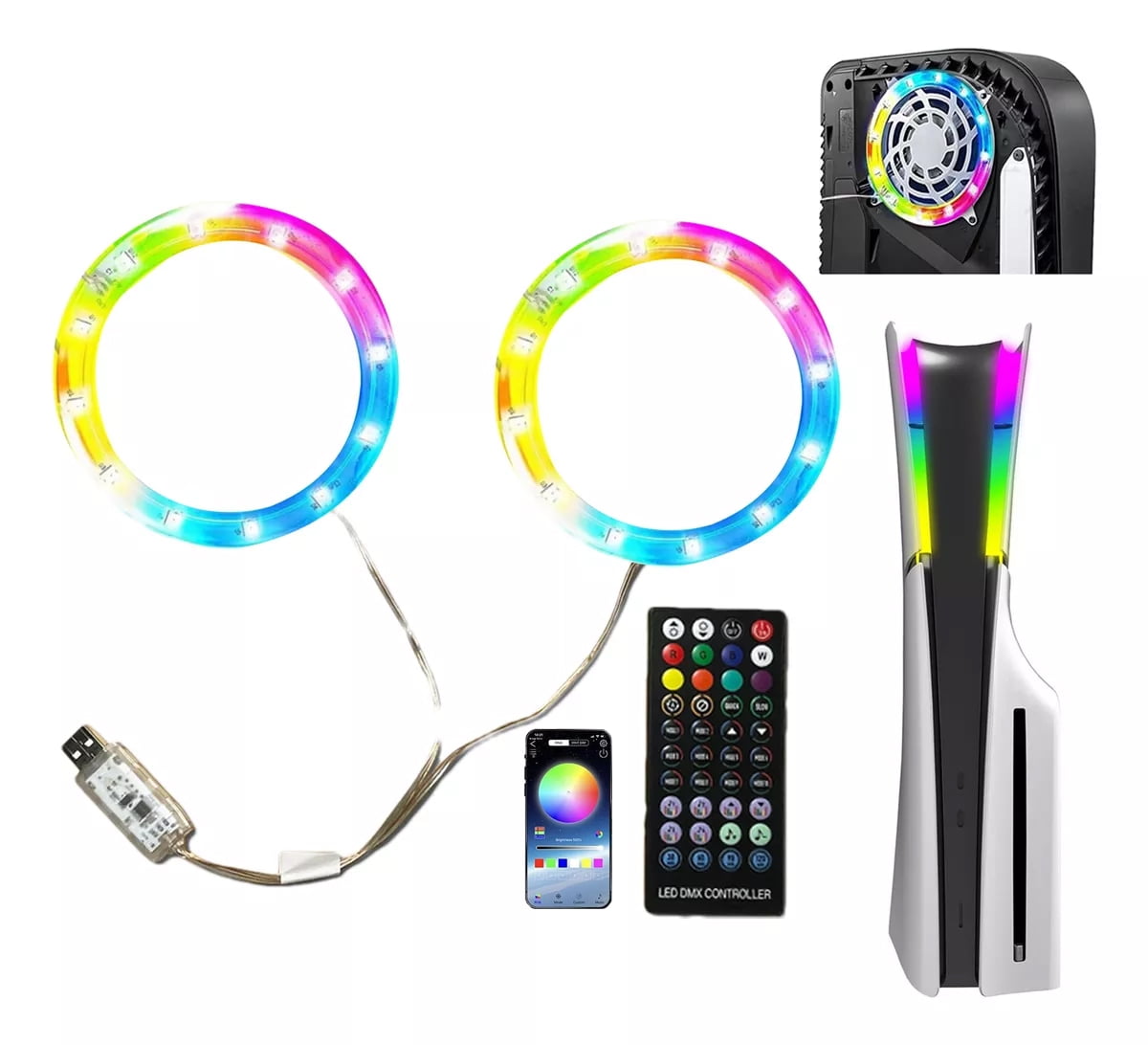 Ps5 Rgb Light Strip Kit for PS5 & PS5 Slim & PS5 Pro Console RGB LED Light with ...