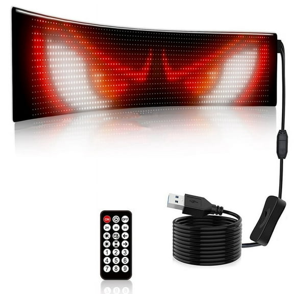 RGB LED Matrix Pixel Screen Waterproof DIY Programmable Flexible Screen Bluetooth App Control for Car Shop Bar,1 * LED Display 1 * Remote Control