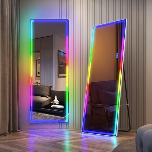 RGB LED Mirror, Full-Length Mirror with Lights, 63 X 22 Floor Mirror ...