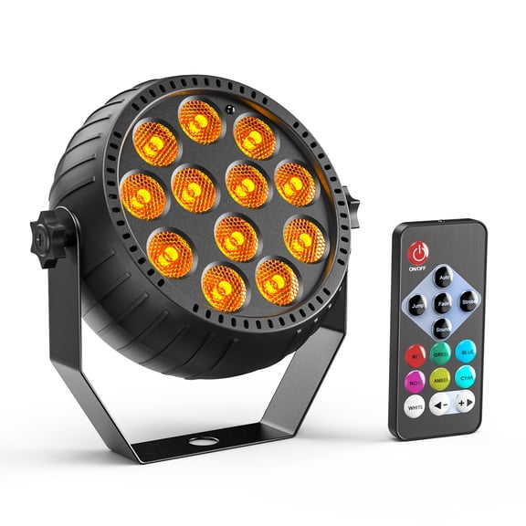 RGB LED Par Light with Remote, Sound Activated Auto, Rechargeable DJ Stage Light, 12x1.5W, Black