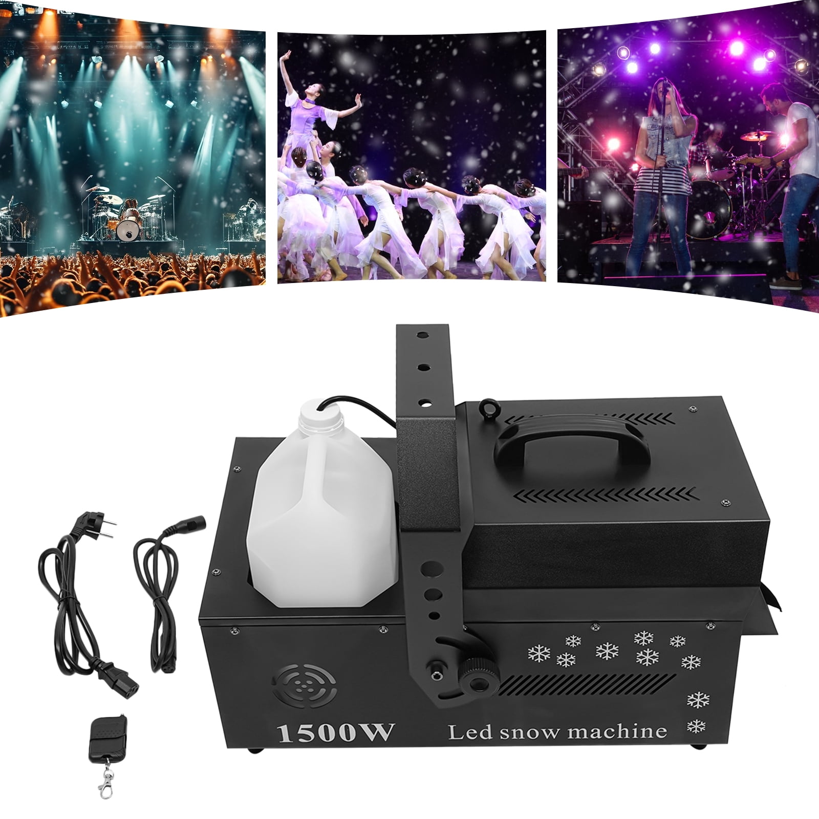 RGB LED Snow Machine DJ Snowflake Machine Stage Snow Maker with Remote 1500W
