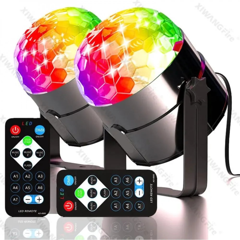 RGB LED Stage Disco Light Rotating DJ Ball Strobe Sound Control Magic ...