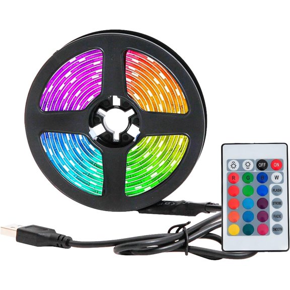 RGB LED Strip Lights TV Backlight 5V USB Multicolor LED Light Strips 6.56ft/2M Color Changing Strip Kit with Remote for TV PC Mirrow Party Decoration Mood Lighting