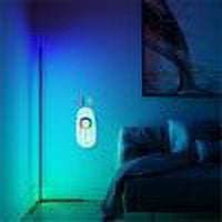 RGB LED corner lamp light bar, tall color changing cool modern led floor lamp corner light for bedroom, living room, gaming setup. Minimal rainbow design. (Black)