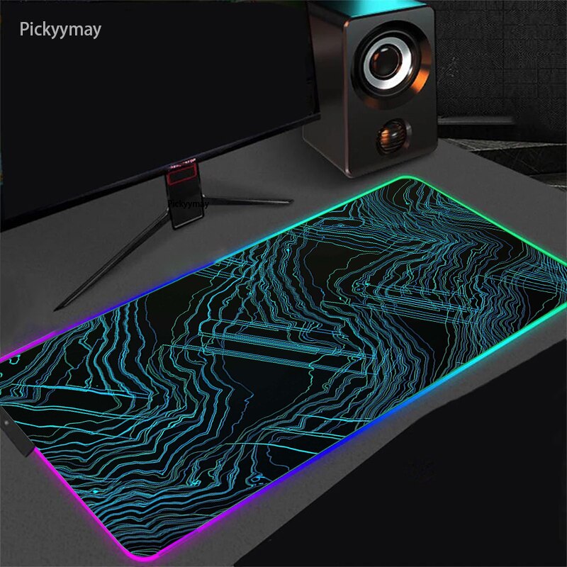 RGB Large Gaming Mouse Pad Fish Art Mousepad Laptop Computer PadNon