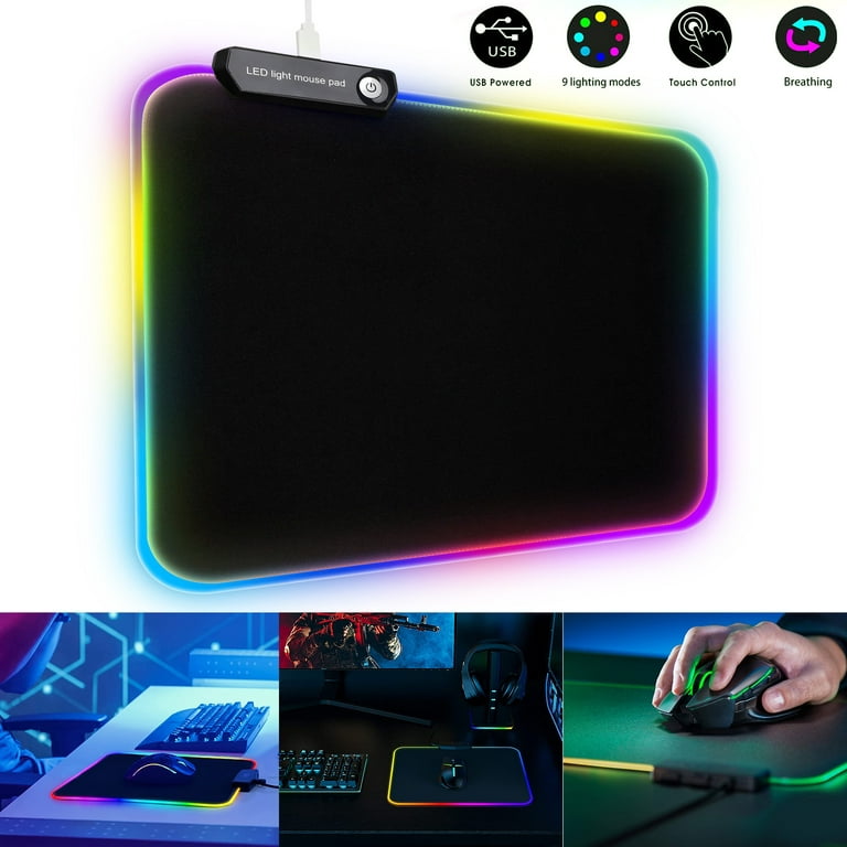 RGB Large Gaming Mouse Pad, TSV Extended Thick LED Keyboard Pad with 9  Lighting Modes, Anti-Slip Waterproof Oversized Computer Mouse Pad Mat