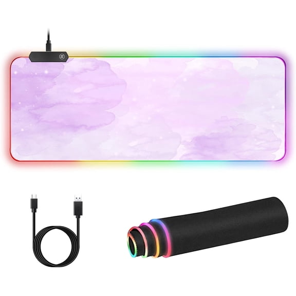 RGB Large Gaming  Pad, Extended  Pad with 12 Lighting Effects, Water Proof Mutispandex Surface, Non-Slip Rubber Base, 80x30 cm / 31.5x11.8 in ( Nebula)