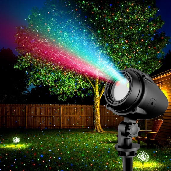 RGB Laser Projector Light Outdoor, All-Metal Casing Landscape Light with Superior Cooling, IP65 Waterproof Laser Projector Light, Remote Timer for Yard Garden Patio Party Decor