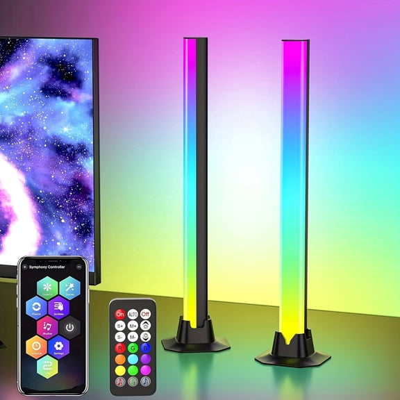 RGB Light Bar, 17" LED Light Bar 360 Degree Emitting, 16 Million colors, APP Control USB Powered, Color Changing TV Backlight, Ambient Lighting for Desk, PC, Gaming, Party, 2 Pack