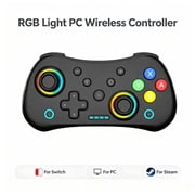 RGB Light PC Controller, Wireless Classic Retro for Switch, Switch2, PC, Steam, 6-Axis Gyro, Dual Vibration Motors, LED Ring Light, Rechargeable Gamepad Joystick with Turbo Function