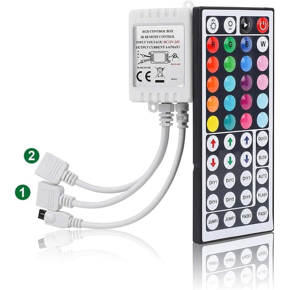 RGB Light Strip Remote Controller, 2-in-1 4 Pin Dimming Dimmer Brightness Flash Mode Control Options for LED Tape Light,12V DC LEDs Rope Lighting (2 Ports)