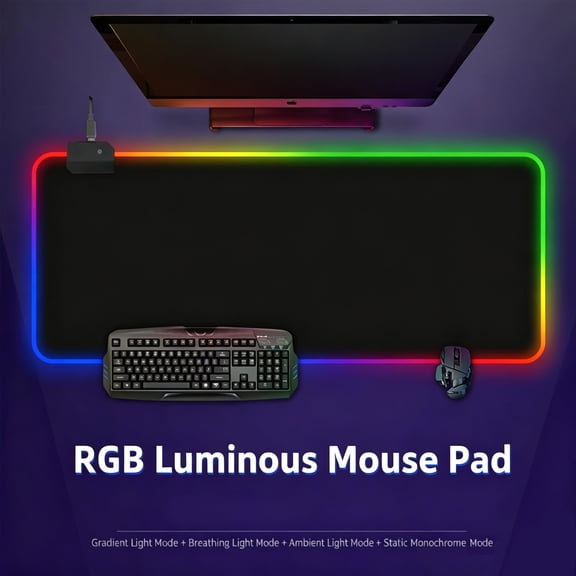 RGB Light Up Mouse Pad Non-Slip Waterproof Desk Mat for PC Gamers