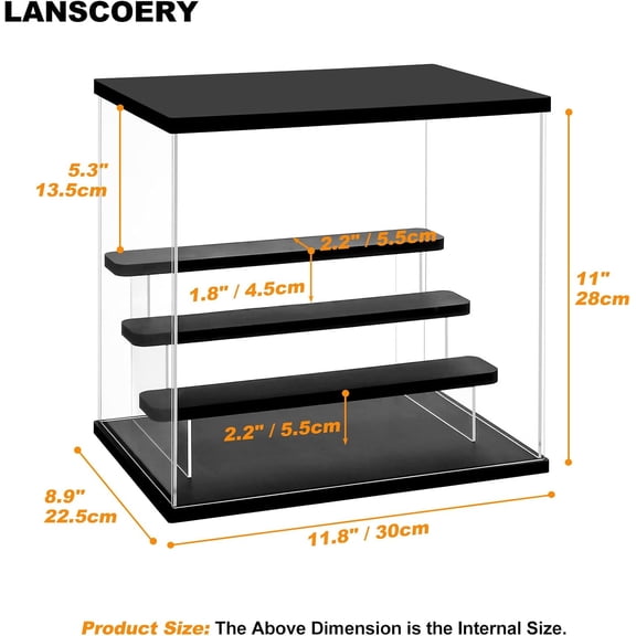 RGB Lighted Acrylic Display – 4 Tier Black Showcase with Color Changing LED, Dustproof Organizer Box for , Figures, Collectibles