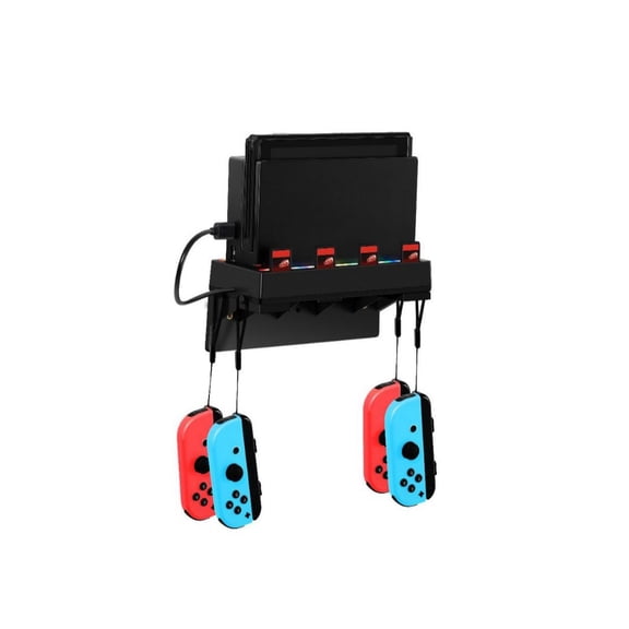 RGB Lighted Wall Mount Storage Holder for Nintendo Switch/Switch OLED Console Model SY-NS-558 White/Black