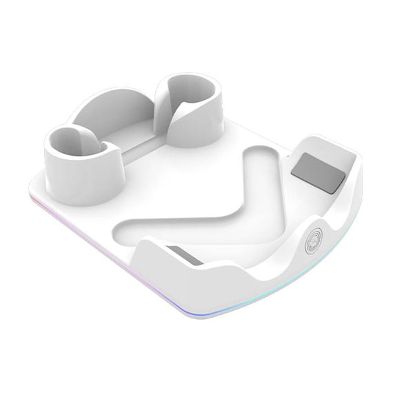 RGB Lighting Charging Station for Meta Quest 3S/3/2, Anti-Scratch VR Headset Charging Dock(White)