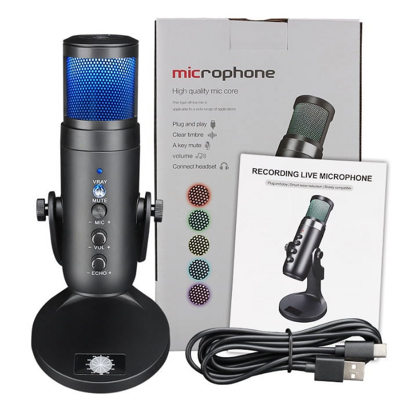 RGB Microphone Game Singing Sicrophone Noise Reduction Microphone