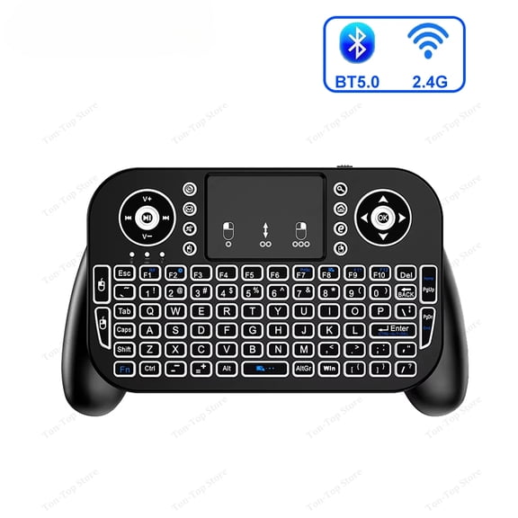 RGB Mini Keyboard Bluetooth 5.0 Keyboard 2.4G Wireless Keyboard Dual-mode Rechargeable Keyboard with Toucad for Android TV Box