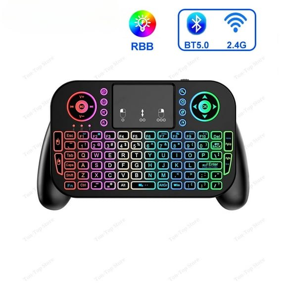 RGB Mini Keyboard Bluetooth 5.0 Keyboard 2.4G Wireless Keyboard Dual-mode Rechargeable Keyboard with Toucad for Android TV Box