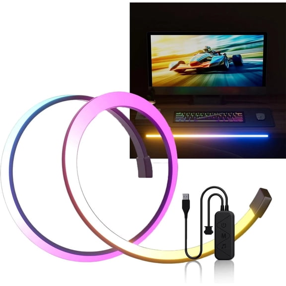 RGB Monitor down Light Striping for PC - Dimmable Dynamic Rainbow, Adjustable Br