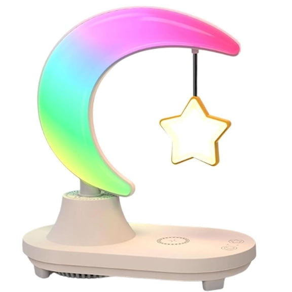 RGB Moon Night Light with Bluetooth Speaker, LED Wireless Charger Smart Atmosphere Lamp, Night Light for Bedside, Desk, Kids & Adults(RL 1 PC)
