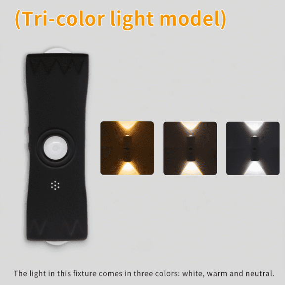 RGB Motion Sensor LED Night Light, 3 Color Modes, USB Type-C Rechargeable, Magnetic Mount Design, Adjustable Ambient Wall Light