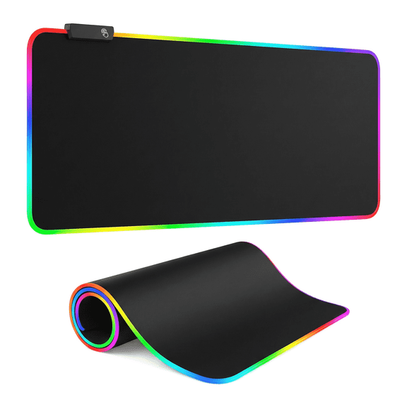 RGB LED Gaming Mouse Pad - 31.5 x 12 Inch Large Desk Mat with 14 Lighting Modes and Waterproof Surface
