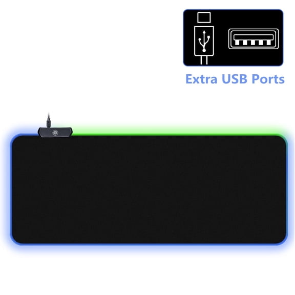 Gamexcel Large RGB Mouse Pad 32 x 12 in, USB Powered Extended Gaming Desk Mat for Keyboard and Mouse, Black