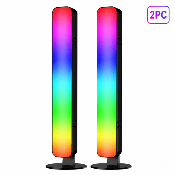 RGB Music Sync LED Light Bar, USB Powered Sound Reactive Ambient Gaming Light, Multi-Mode Color Changing Desktop Mood Lamp for Gaming Room, Bedroom, TV Backlight, ABS+PC Desk Lighting