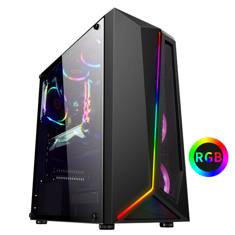 RGB PC Case Gaming Computer Case ATX/ITX Mid Tower Case Side ...