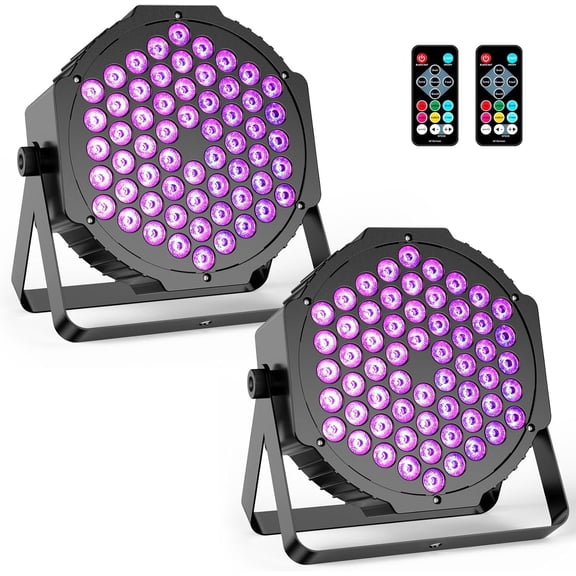 RGB Par Can Stage Lights: 60LED 90W Dimmable - Remote DMX & Sound Activated Control - Uplights for DJ Events Wedding Party Show Church Band Performance Stage Lighting - 2Pack
