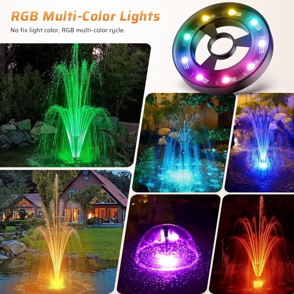 RGB Pond Filter with Water Pump, Pond Filter Box with RGB Auto-Cycle LED Lights, 660GPH 40W Pond Pump with Pond Filter for Outdoor Ponds Fish Tank Waterfall Fountain Aquarium-Corded Electric