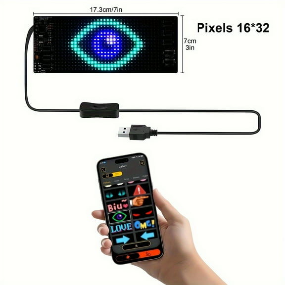 [RGB Programmable LED Sign] Wireless APP Control RGB Programmable Flexible LED Sign -Bright and Durable LED Strip Lights with Scrolling Text,DIY Pattern Design for Cars, Taxi, Store,Concert, Birthday