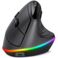 thumbnail image 1 of RGB Rechargeable Wireless Ergonomic - USB+Bluetooth Multi-Device LED Vertical with 11 RGB Backlight Modes, 4800 DPI Adjustable, Ergo Mice for Windows and Mac, Black, 1 of 4