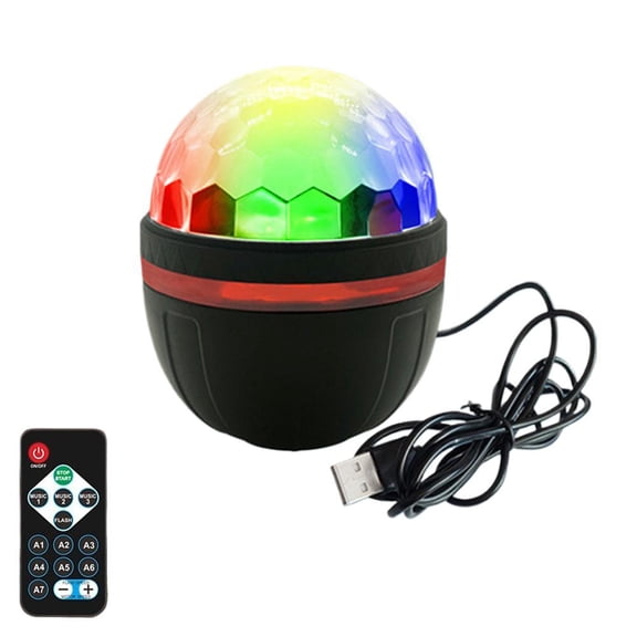 RGB Rotating Party Light USB Powered Mini Disco Ball Lamp with Remote Control for Home Bedroom Party Decoration
