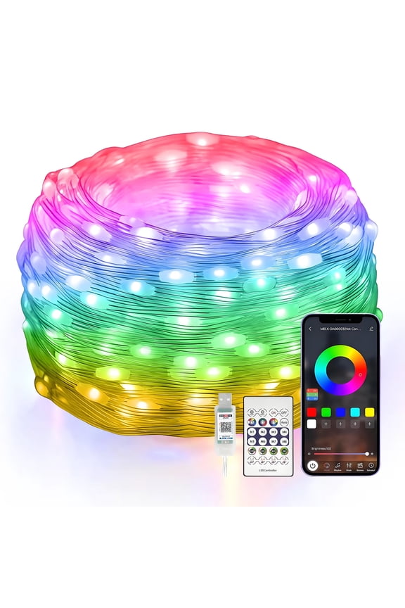 200LED Smart Fairy Lights, 66ft RGB Color Changing String Lights with APP & Remote, IP65 Waterproof USB Lights for Christmas, Wedding, Party Indoor Outdoor