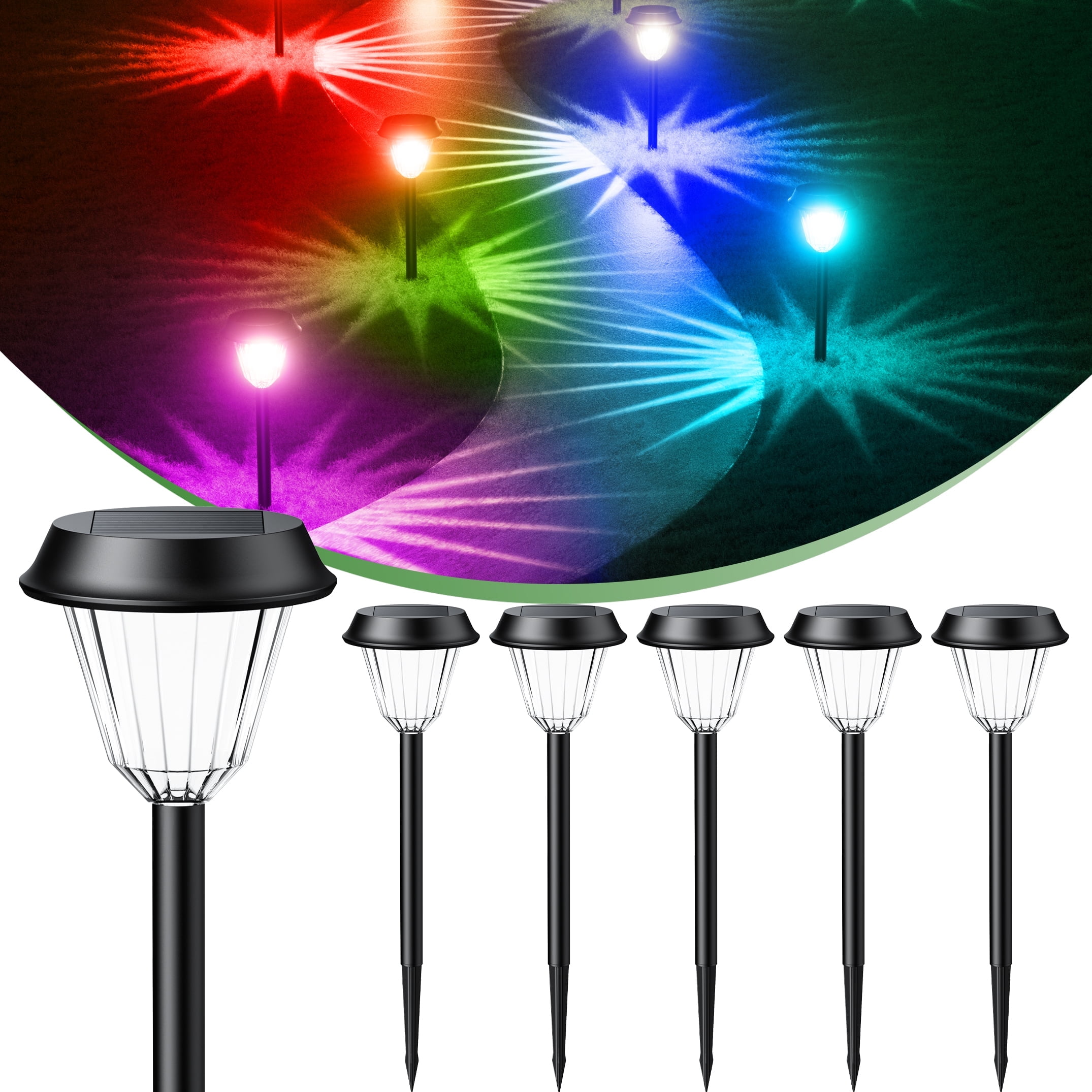 Aship  Solar Pathway Lights 8 Pack, Solar Lights Outdoor Waterproof  Auto On/Off , Solar Garden Lights Landscape Lighting, Solar Powered  RGB Path Lights for Yard Driveway Walkway Patio