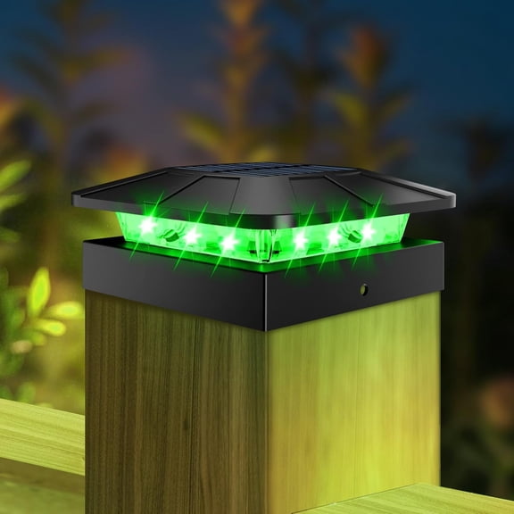 RGB Solar Post Cap Lights,4x4 Outdoor Waterproof Fence Lights with Color Changing LED, for Wood and Vinyl Post Top, for Deck Porch Railing