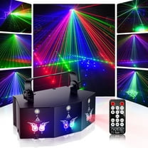RGB Stage Laser Light 9 Lens DJ Disco Light, Sound Activated with Remote Control