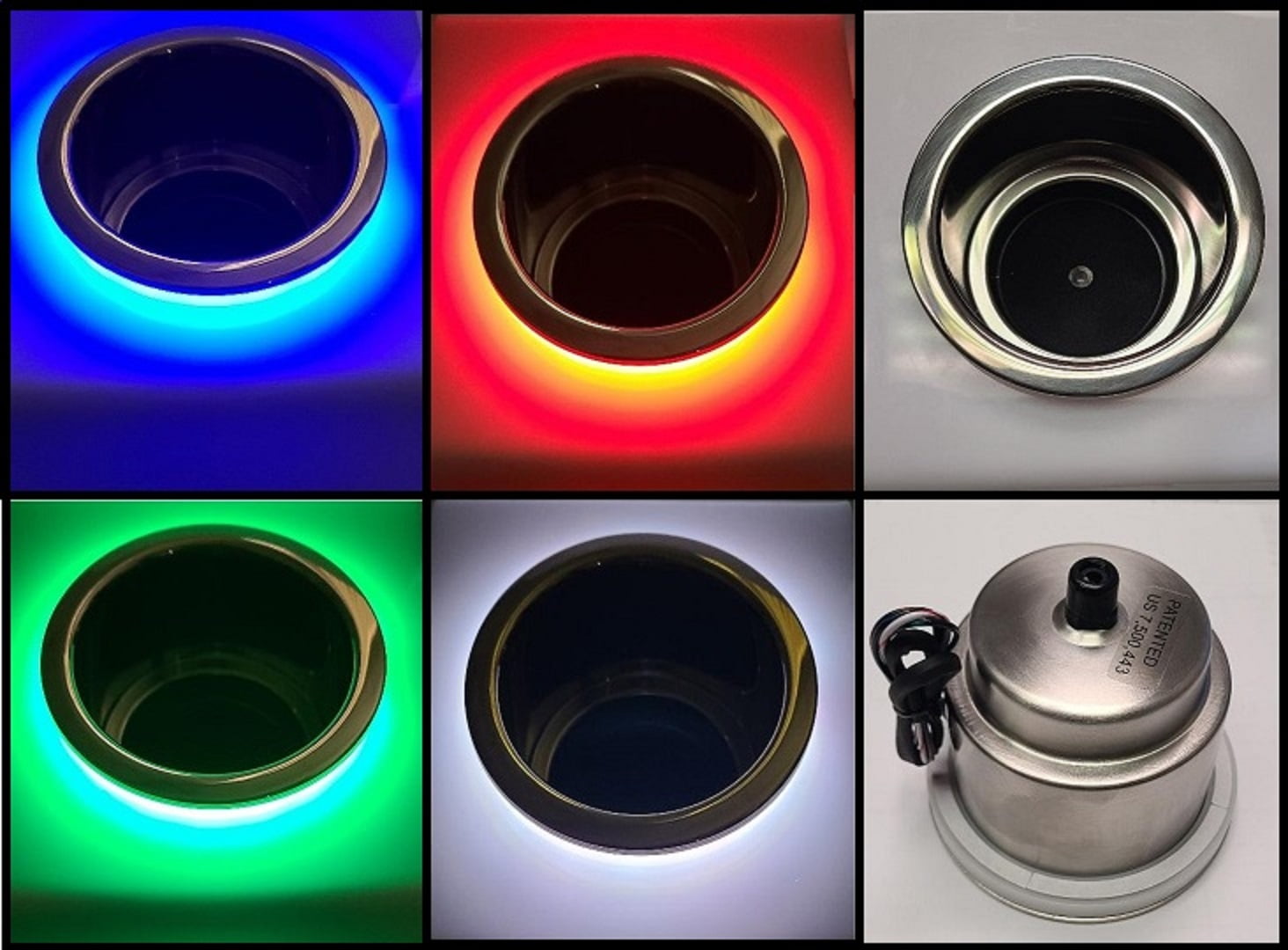RGB Stainless Steel Lighted Cup Holder 2 Pack