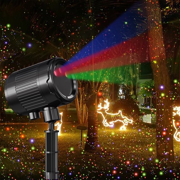RGB Starry Firefly Laser Projector Lights Outdoor, RF Remote Adjustable Speed & 16H Auto Timer, IP65 Waterproof Holiday Projection Lamp for Christmas Halloween Yard Garden Wedding Party Decor
